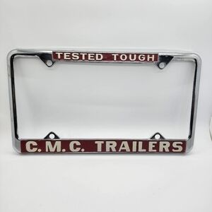 Vintage 80's aluminum cast CMC Trailers Truck License plate cover raised letters